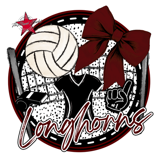 Longhorns Circle Volleyball Design-Maroon