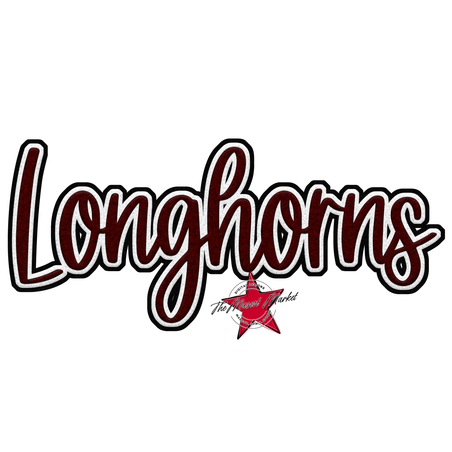 Longhorns Faux Chenille Patch-Maroon