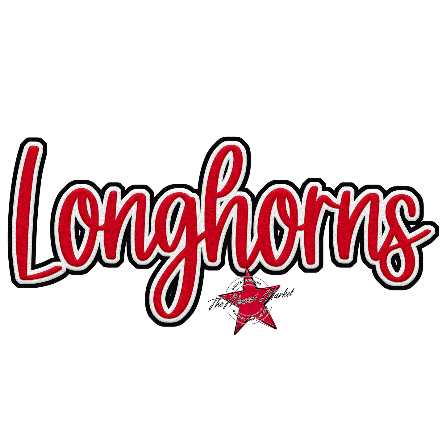 Longhorns Faux Chenille Patch-Red