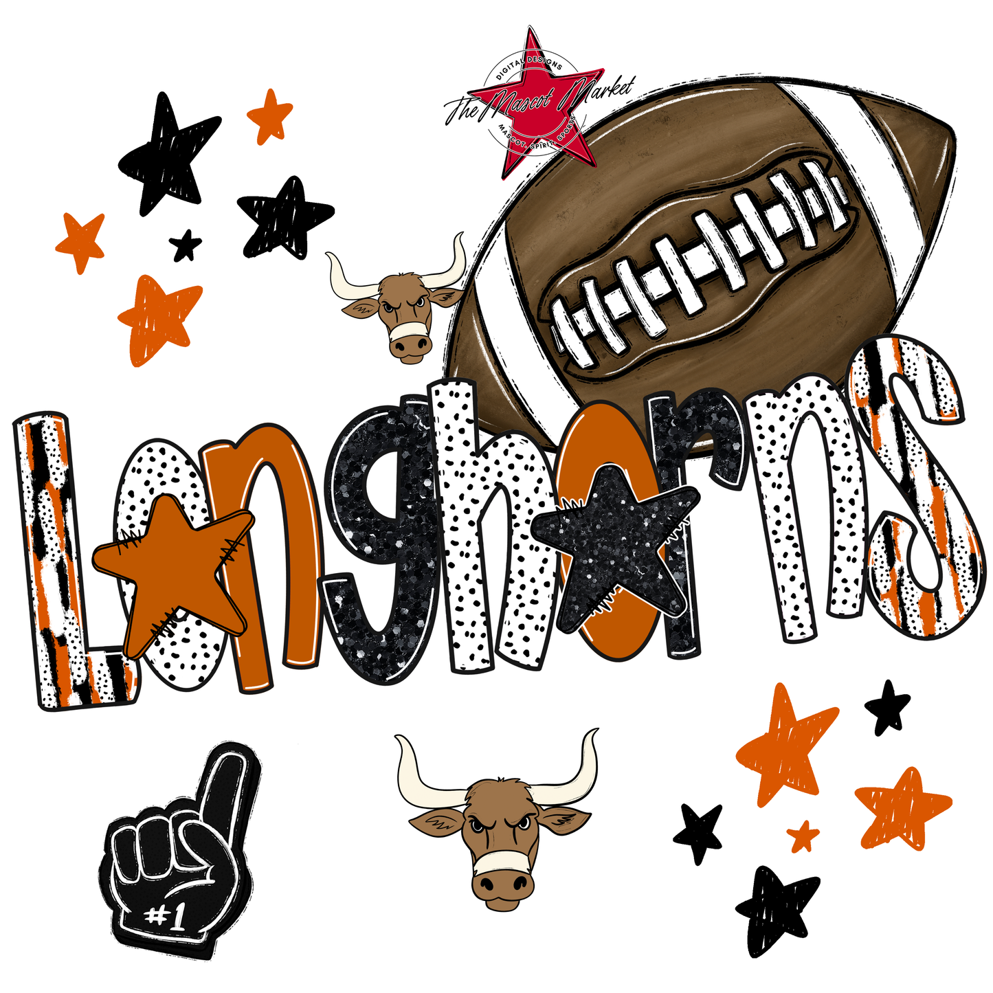 Longhorns Football Scrape-Burnt Orange