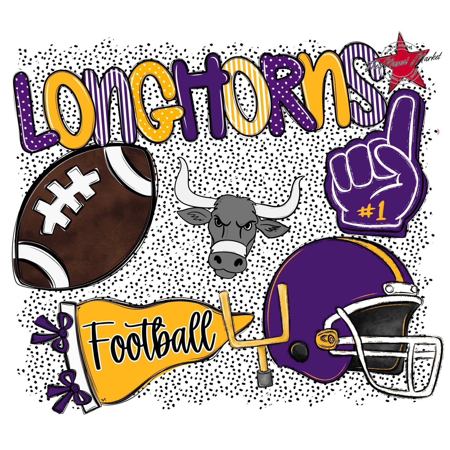 Longhorns Football Spirit-Purple & Yellow