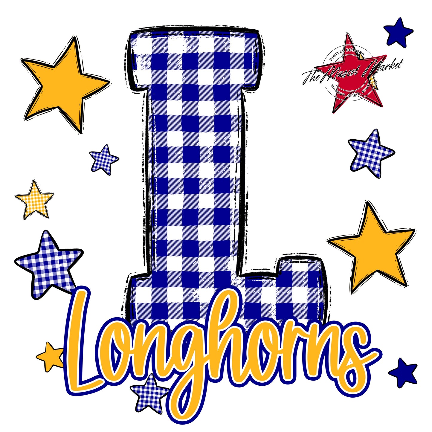 Longhorns Plaid Star Design-Blue & Yellow