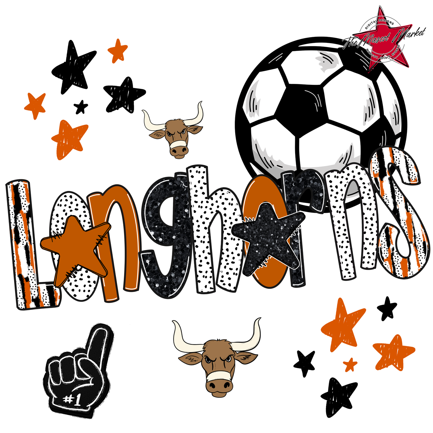 Longhorns Soccer Scrape-Burnt Orange