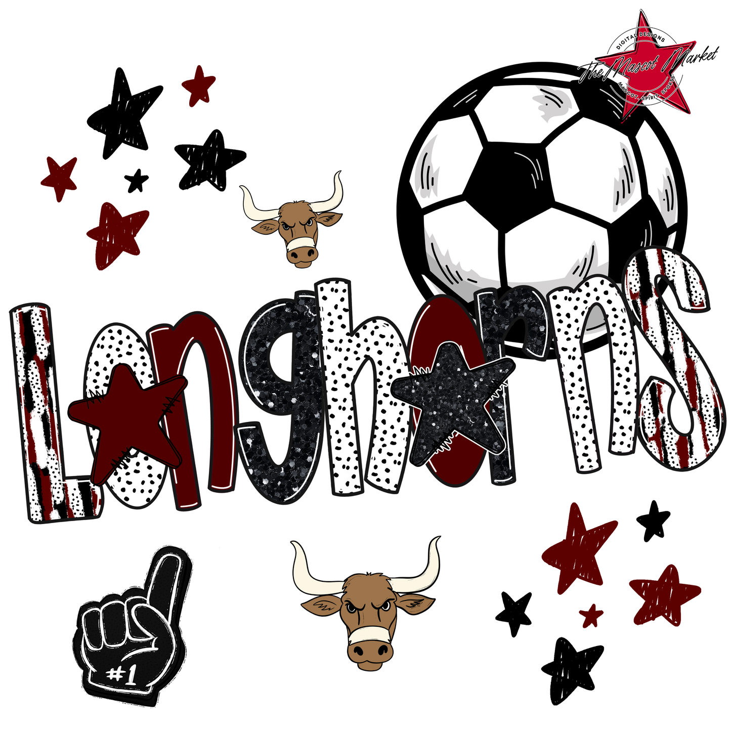 Longhorns Soccer Scrape-Maroon