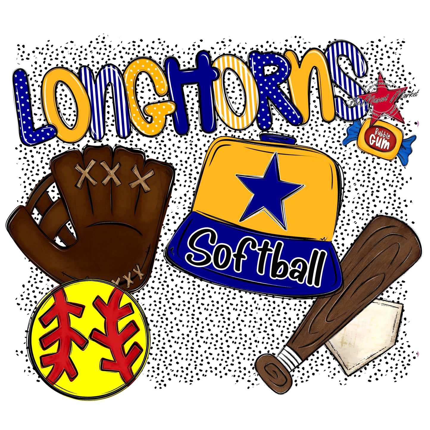 Longhorns Softball Spirit-Blue & Yellow