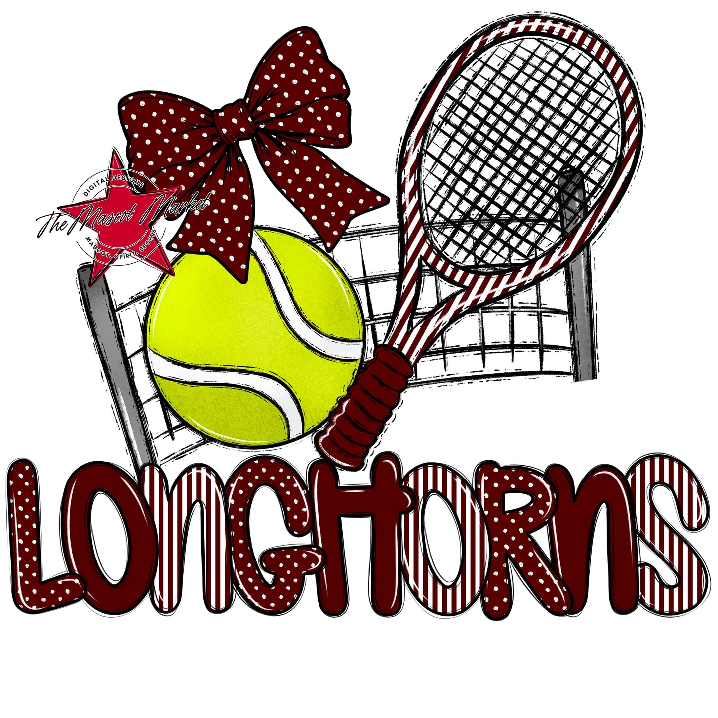 Longhorns Tennis Spirit Design-Maroon