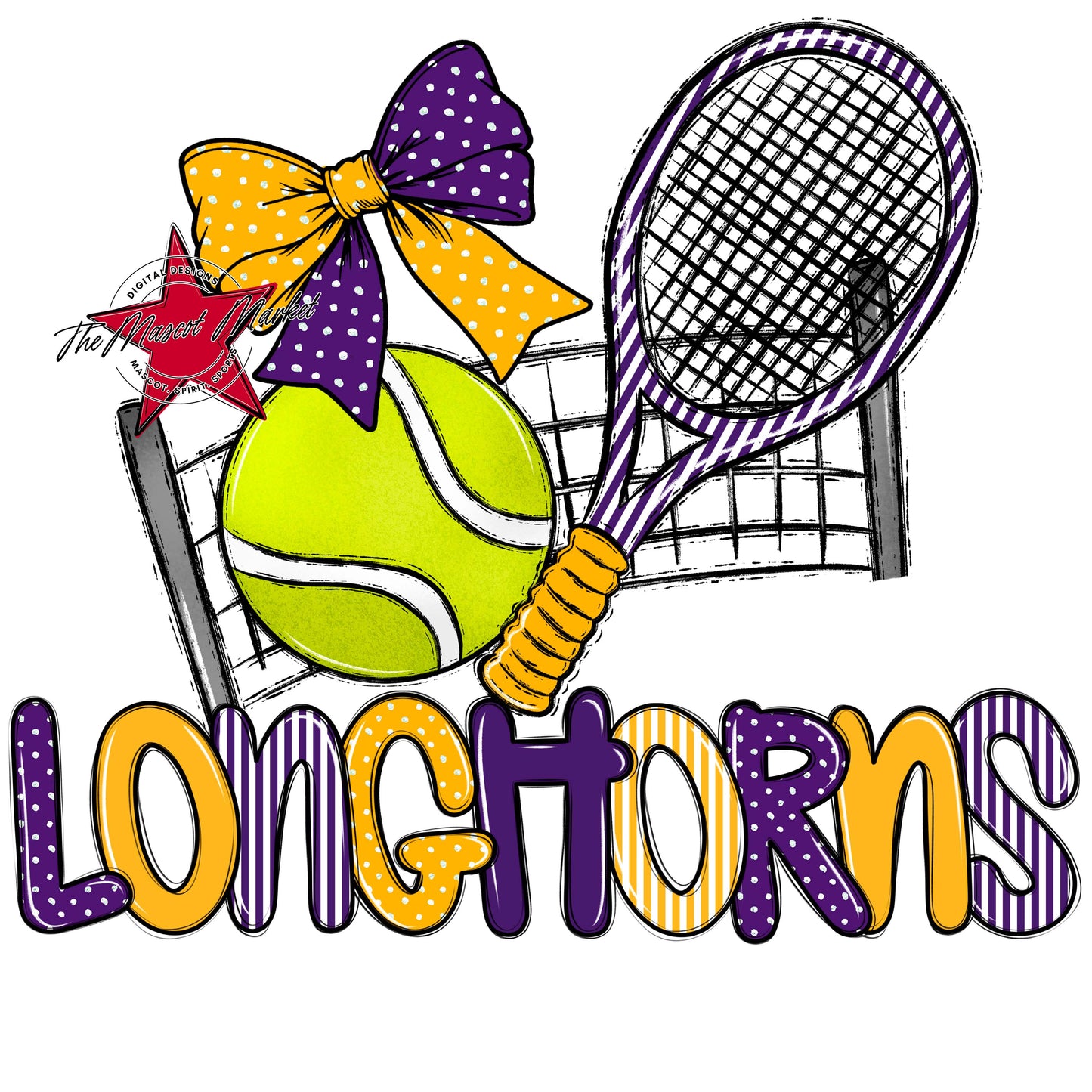 Longhorns Tennis Spirit Design-Purple & Yellow