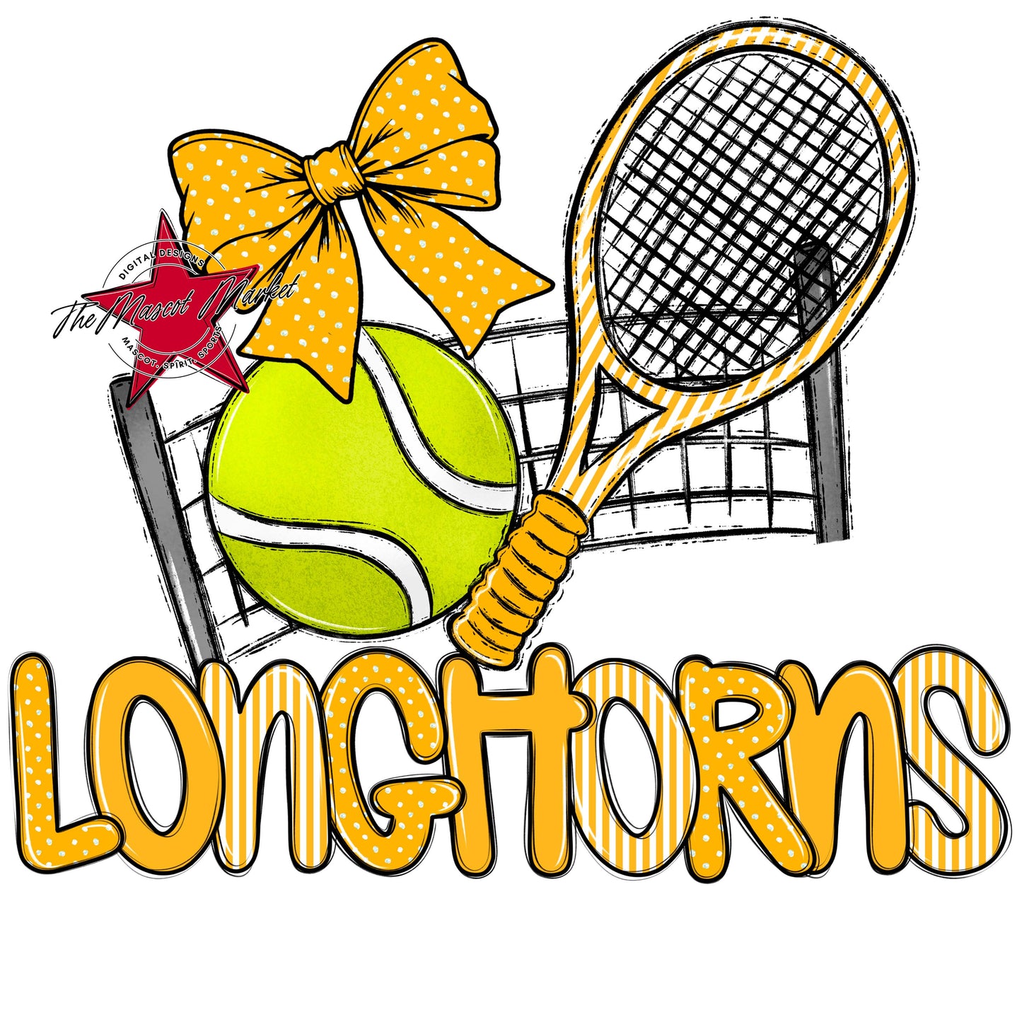 Longhorns Tennis Spirit Design-Yellow