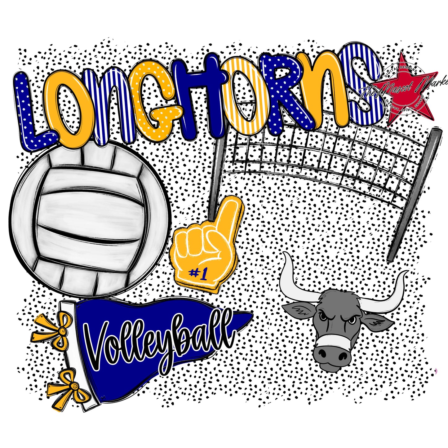 Longhorns Volleyball Spirit-Blue & Yellow
