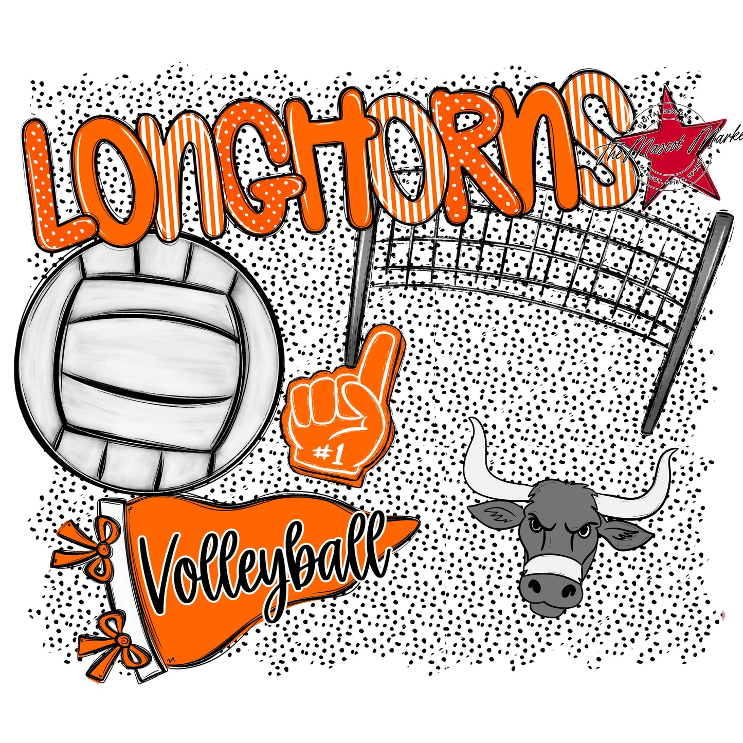 Longhorns Volleyball Spirit-Orange