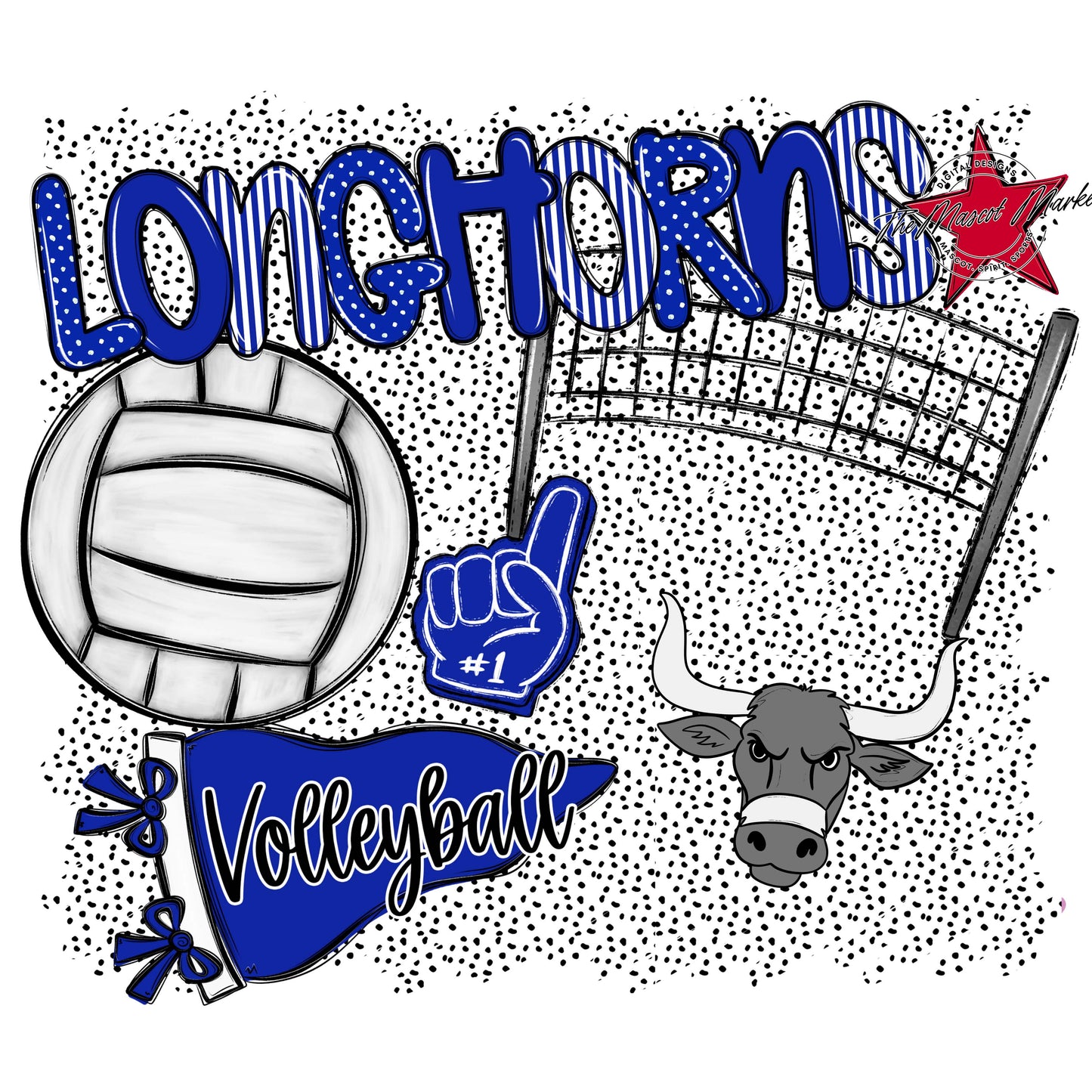 Longhorns Volleyball Spirit-Royal Blue