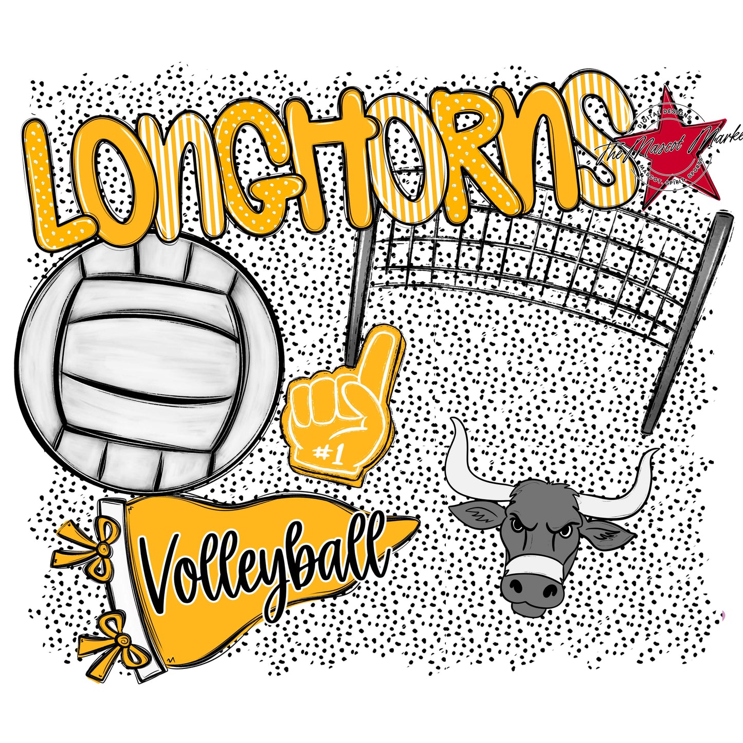 Longhorns Volleyball Spirit-Yellow