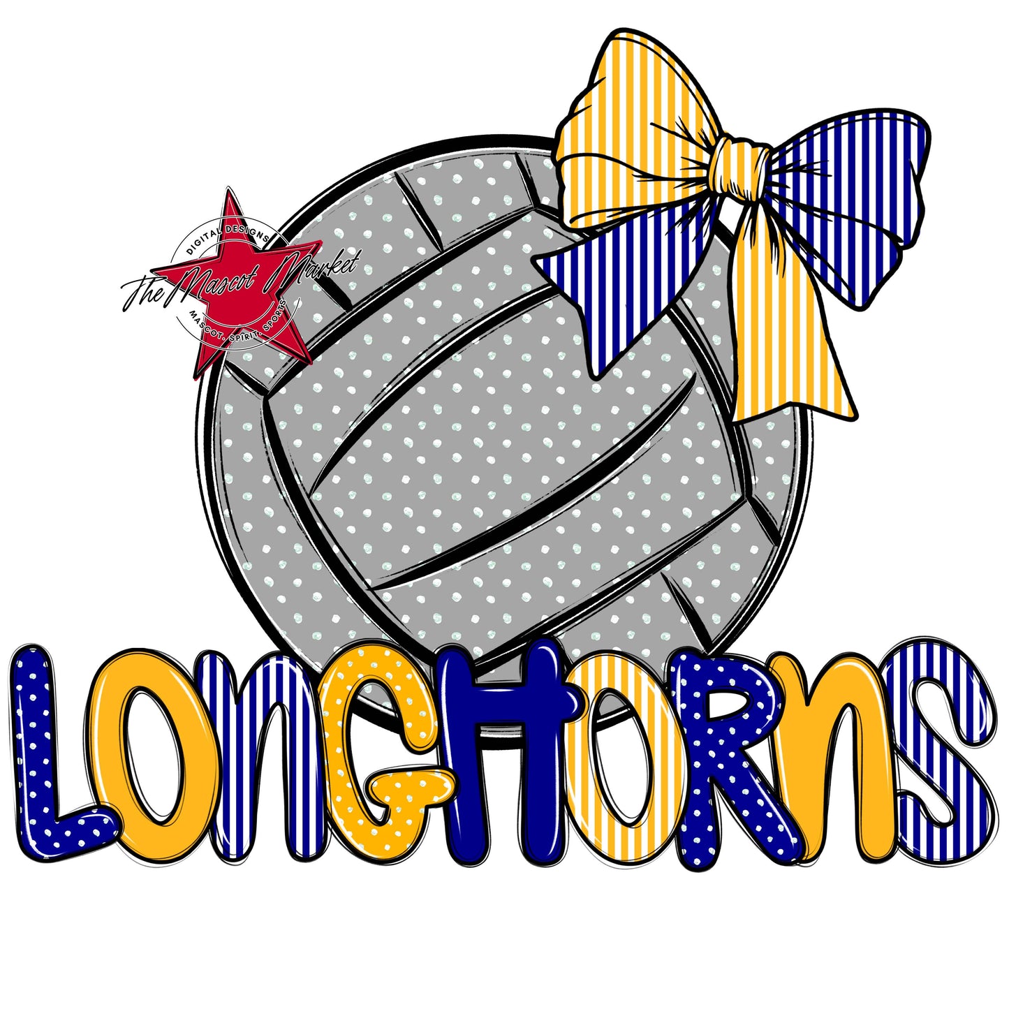 Longhorns Volleyball Spirit Design-Blue & Yellow