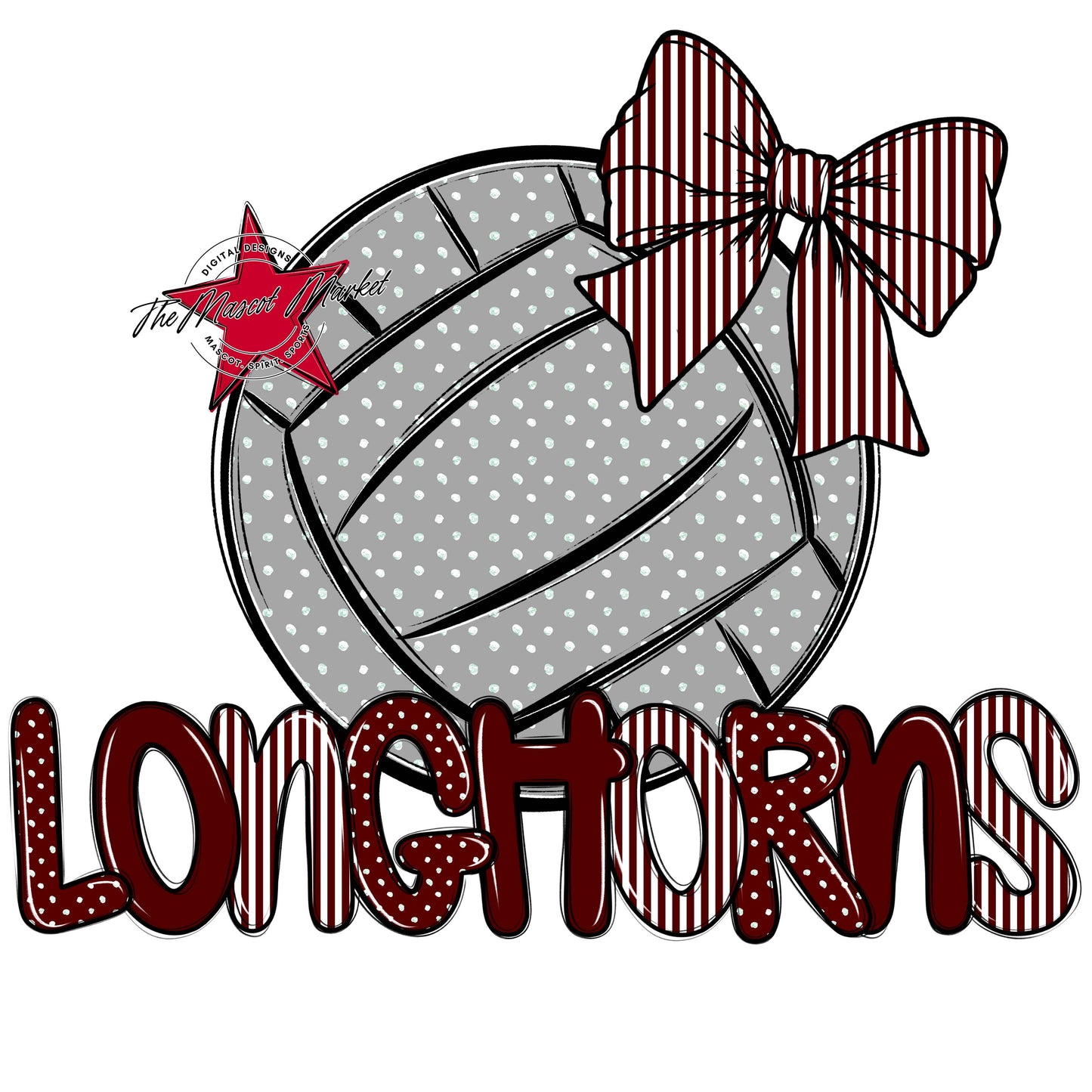 Longhorns Volleyball Spirit Design-Maroon
