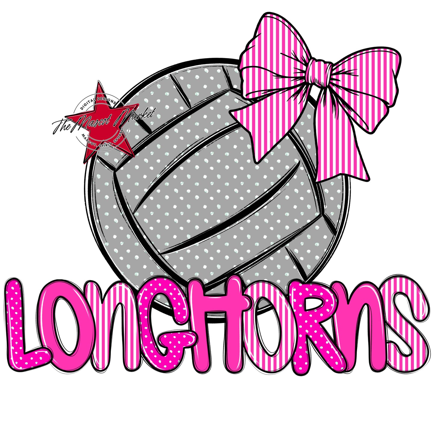 Longhorns Volleyball Spirit Design-Pink