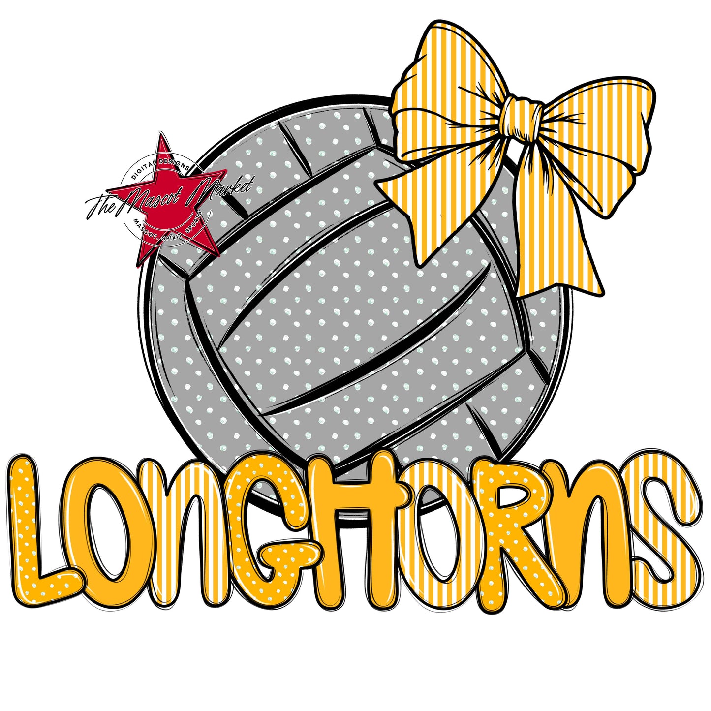 Longhorns Volleyball Spirit Design-Yellow