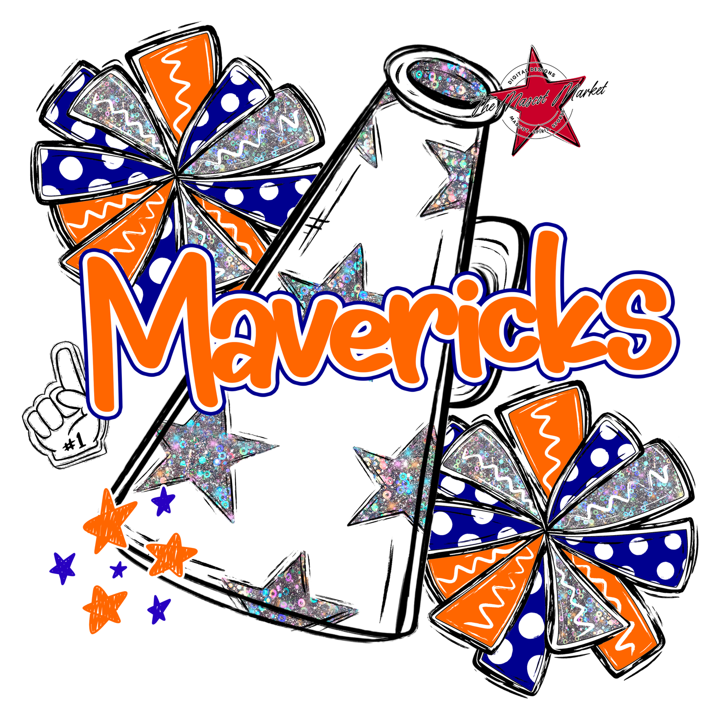 Mavericks Alpha Megaphone Design-Blue-Orange