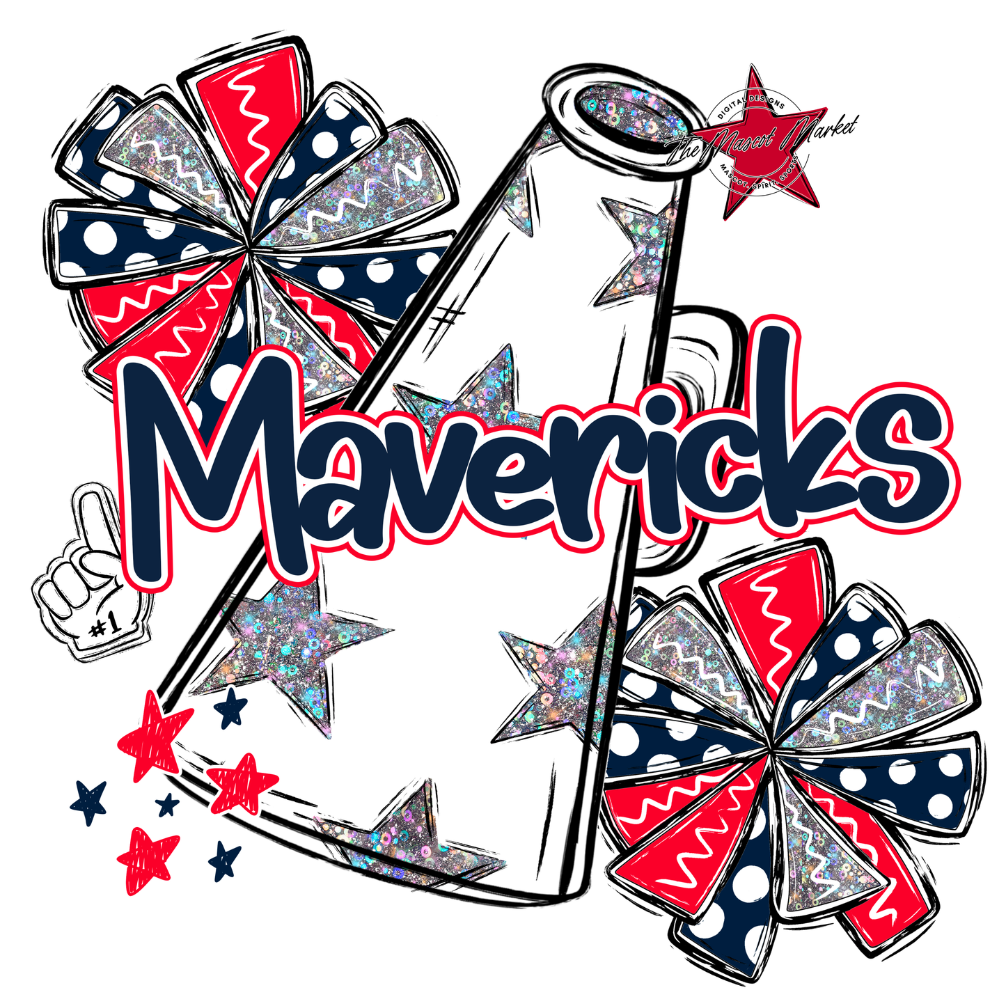 Mavericks Alpha Megaphone Design-Navy-Red