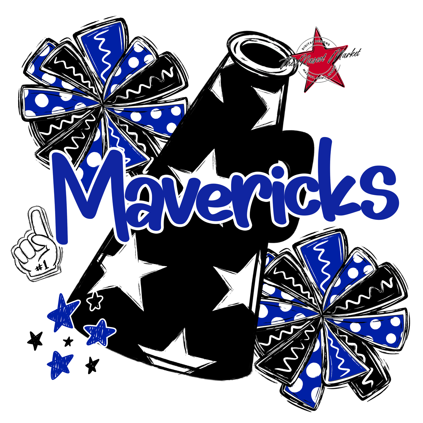 Mavericks Alpha Megaphone Design-Royal Blue