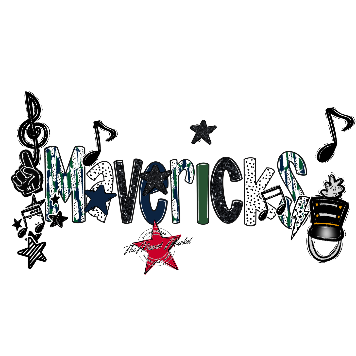 Mavericks Band Scrape-Navy-Green