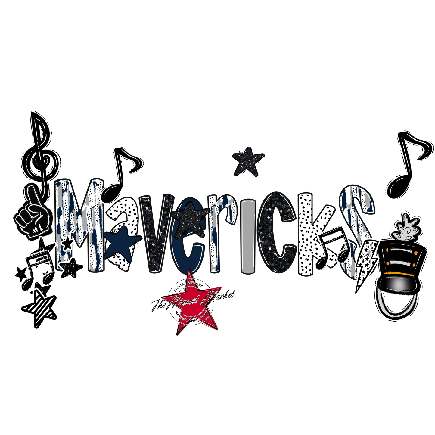 Mavericks Band Scrape-Navy-Grey