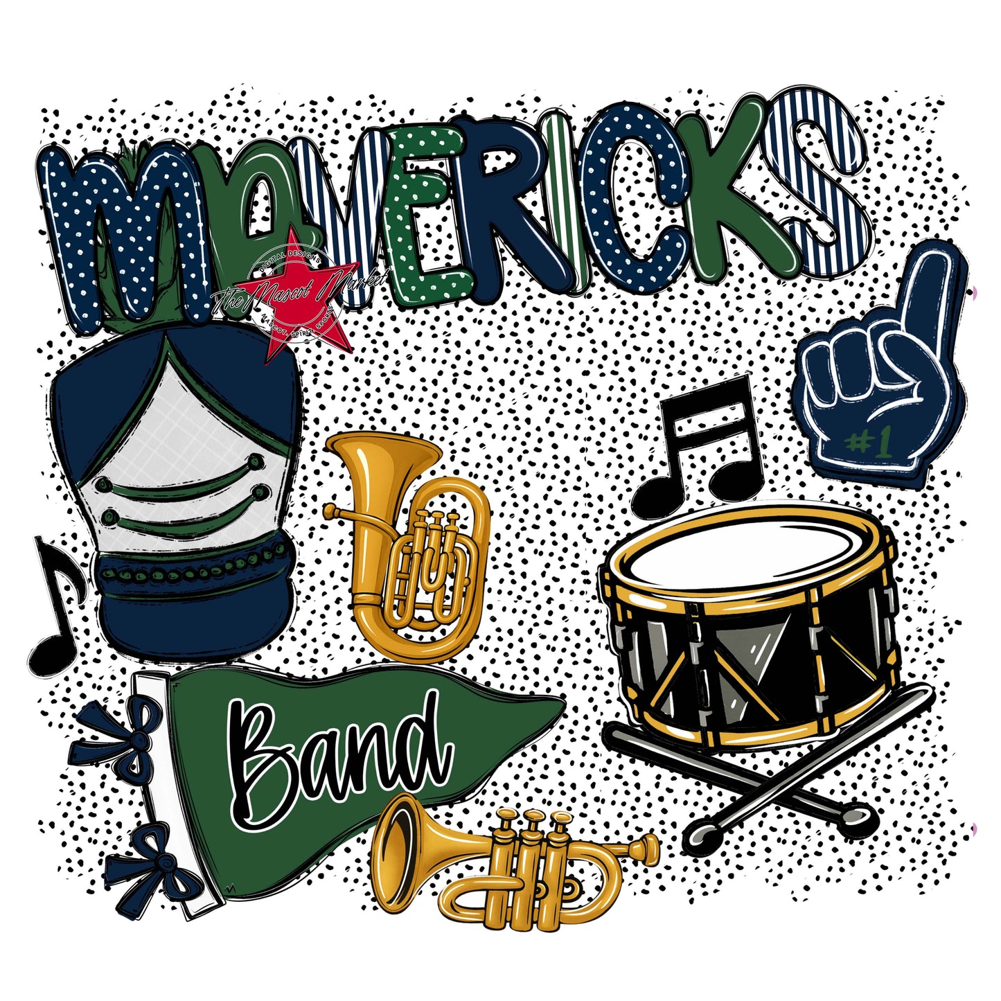 Mavericks Band Spirit-Navy & Green