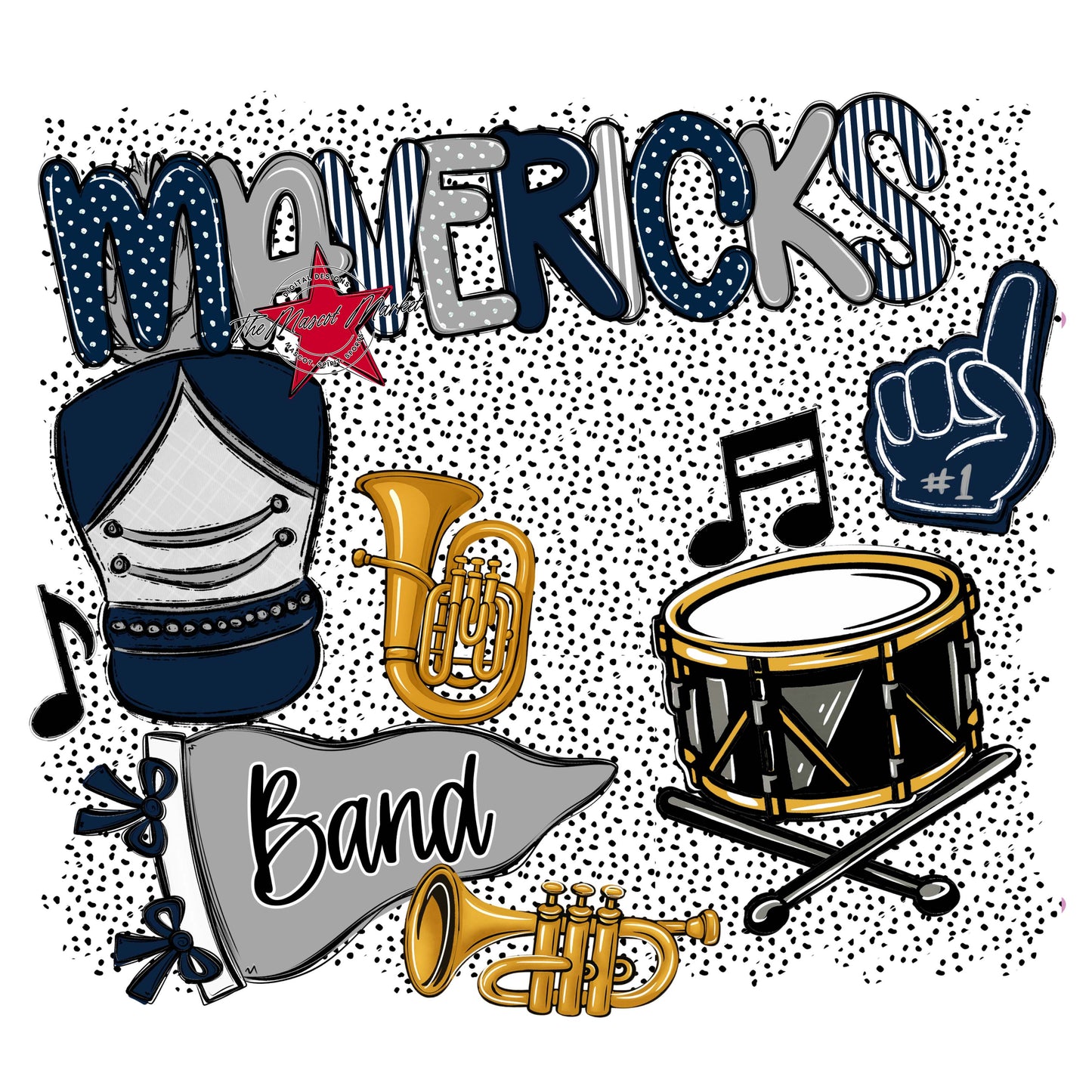 Mavericks Band Spirit-Navy & Grey