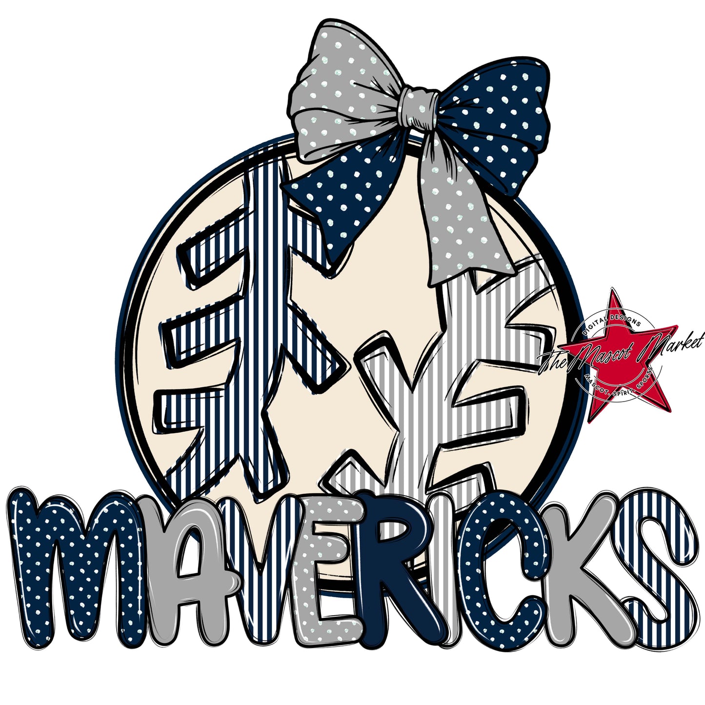 Mavericks Baseball-Softball Spirit Design-Navy & Grey