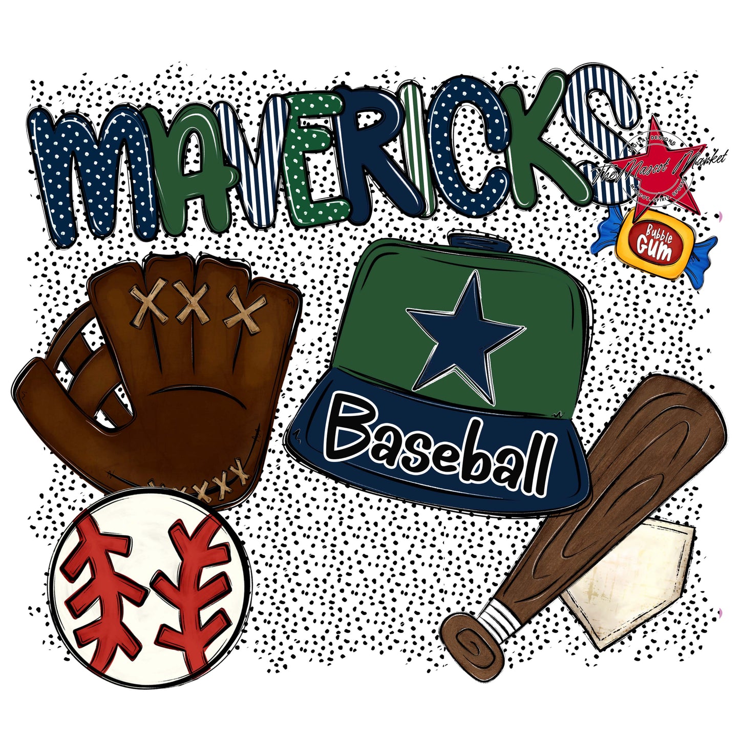 Mavericks Baseball Spirit-Navy & Green