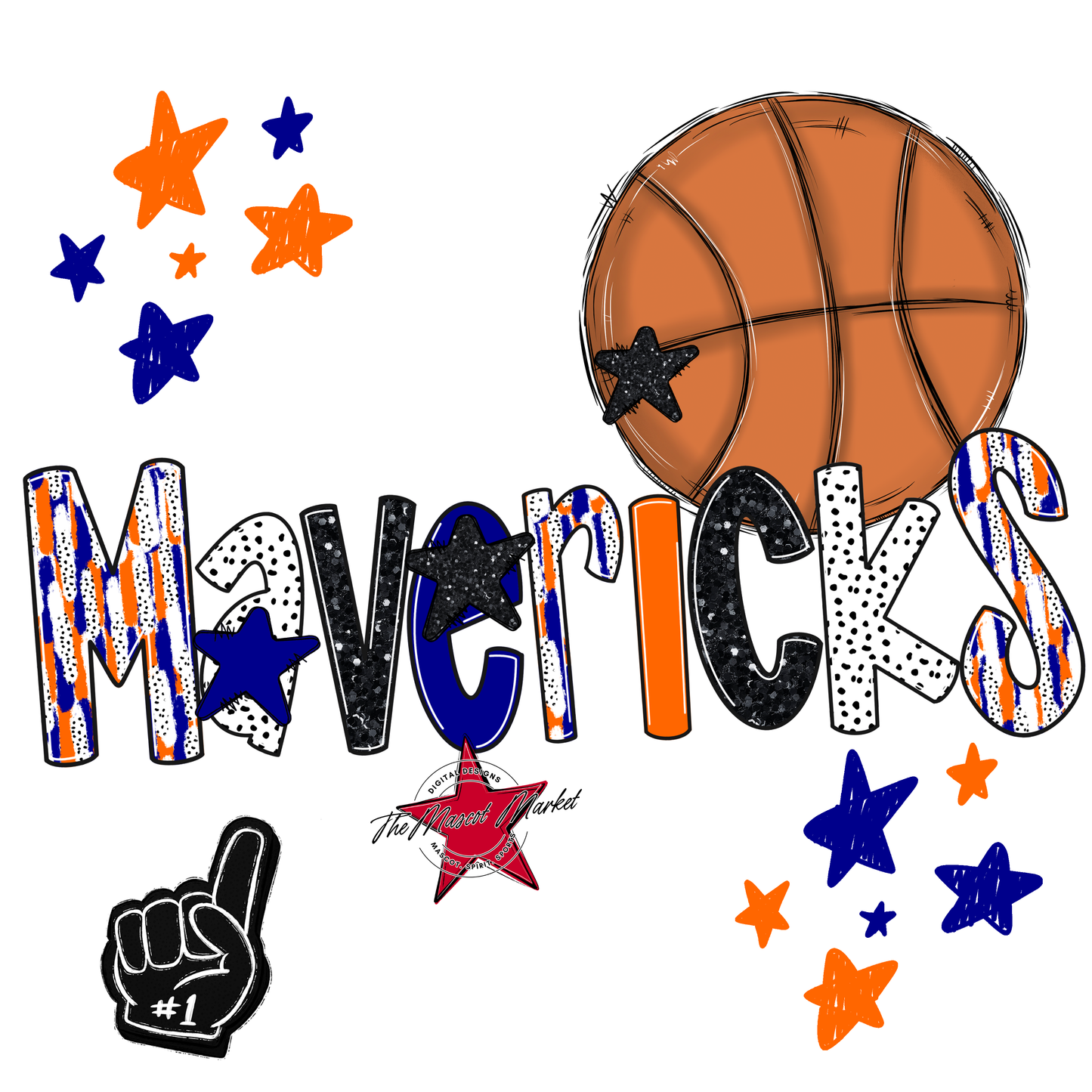 Mavericks Basketball Scrape-Blue-Orange