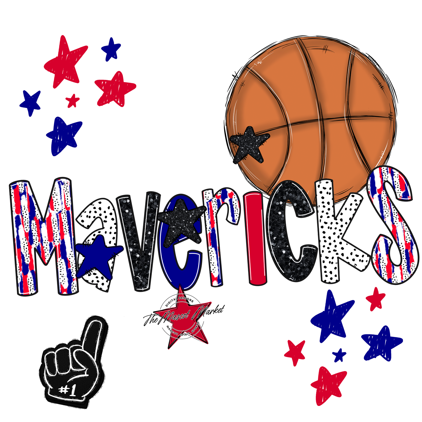 Mavericks Basketball Scrape-Blue-Red