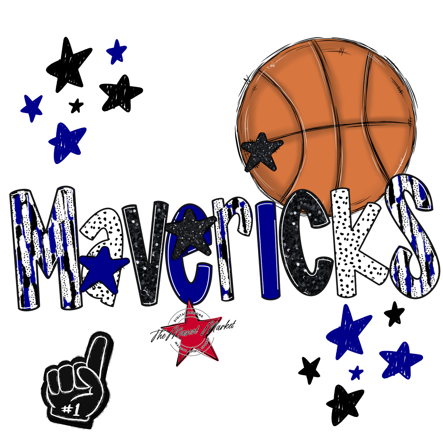 Mavericks Basketball Scrape-Blue
