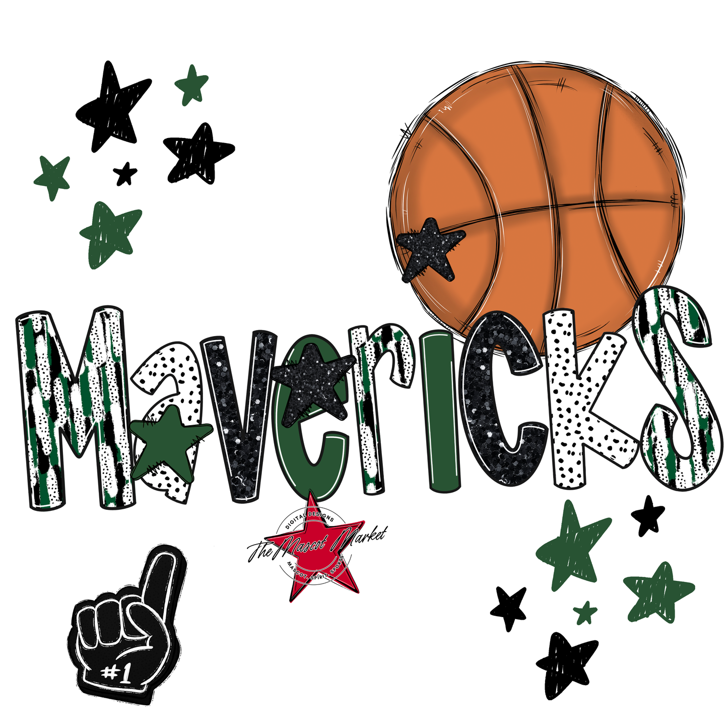 Mavericks Basketball Scrape-Green