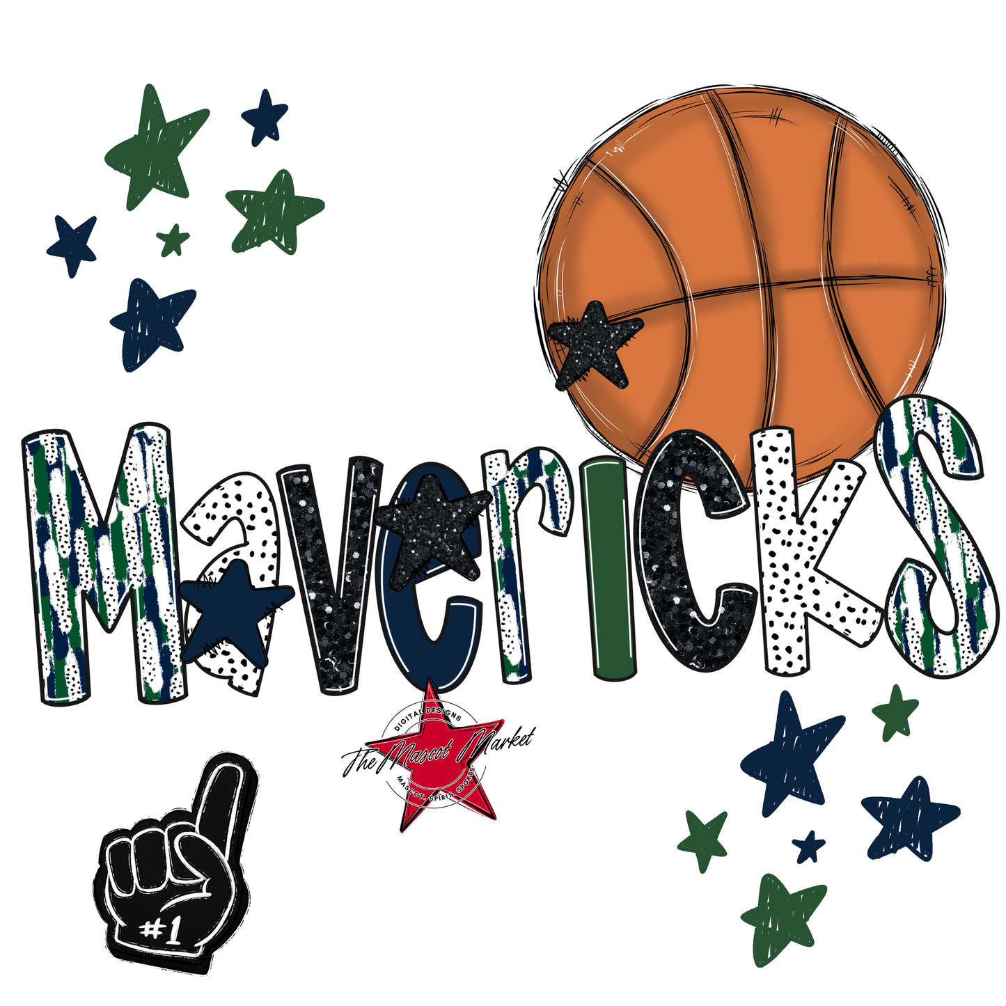 Mavericks Basketball Scrape-Navy-Green