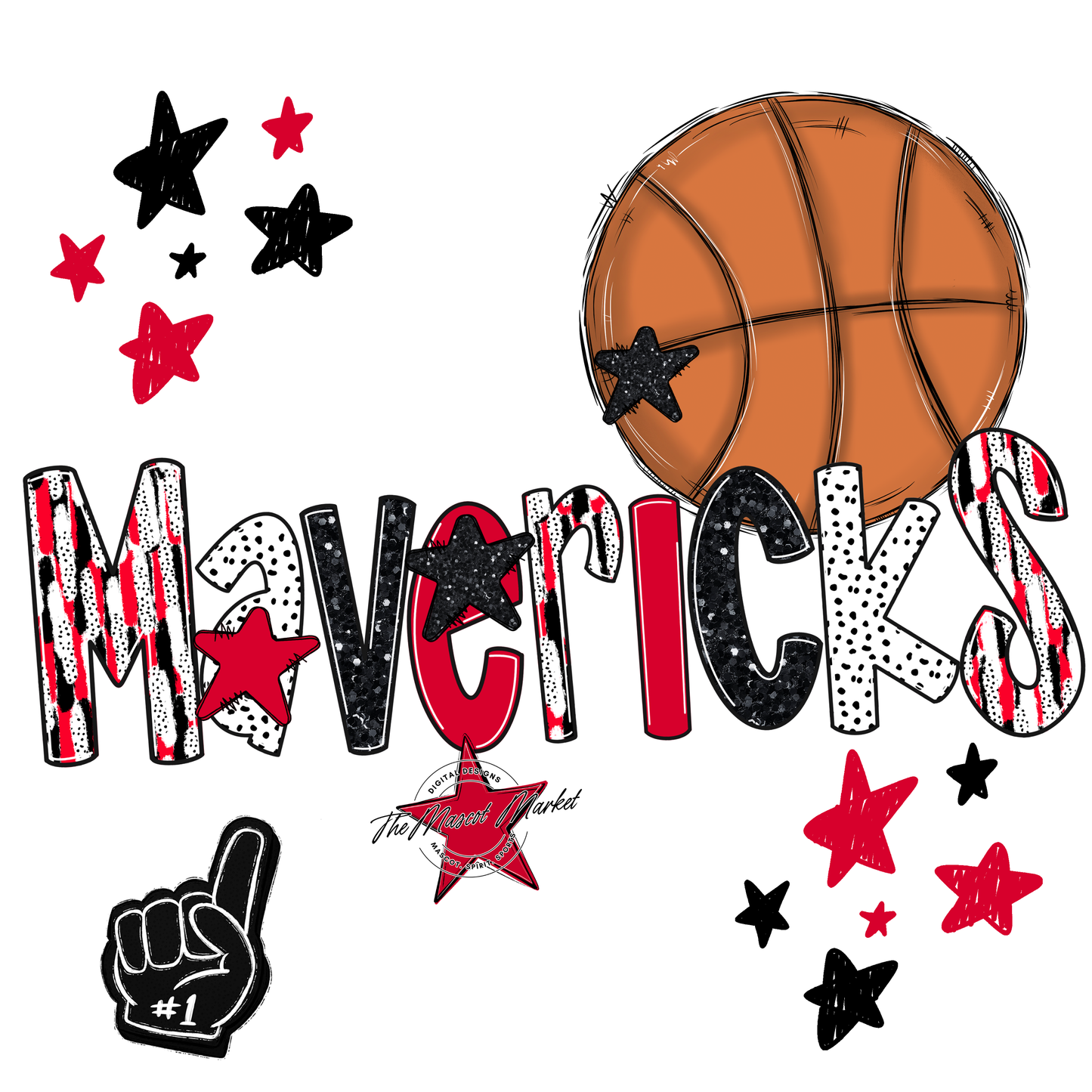 Mavericks Basketball Scrape-Red