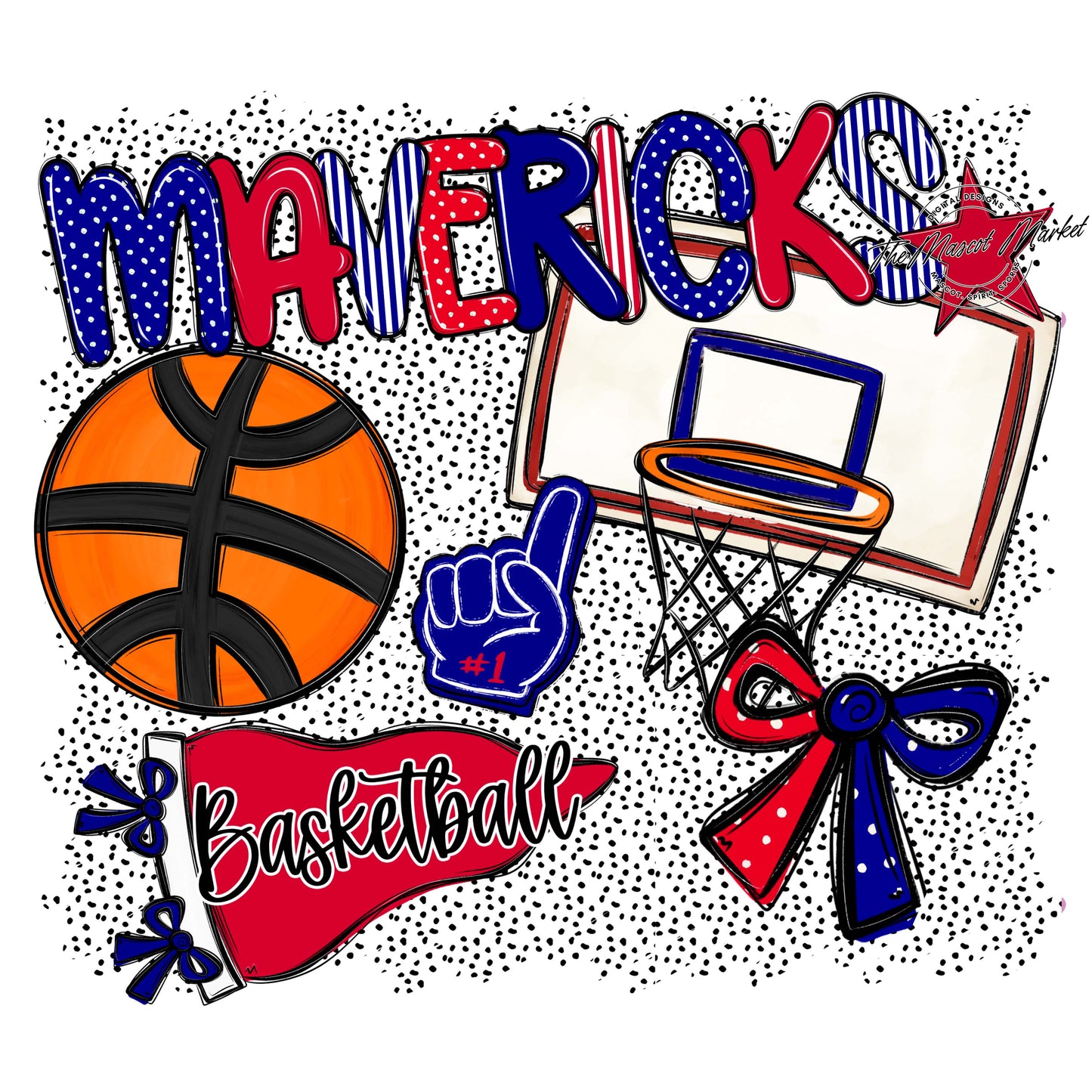 Mavericks Basketball Spirit-Blue & Red