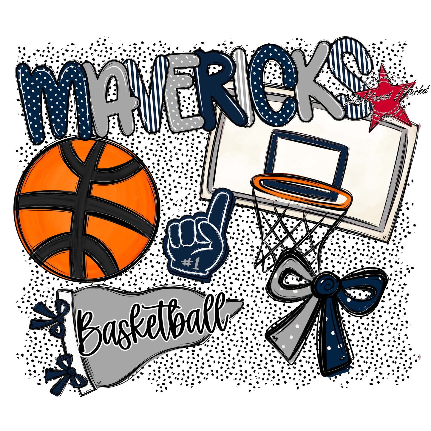Mavericks Basketball Spirit-Navy & Grey