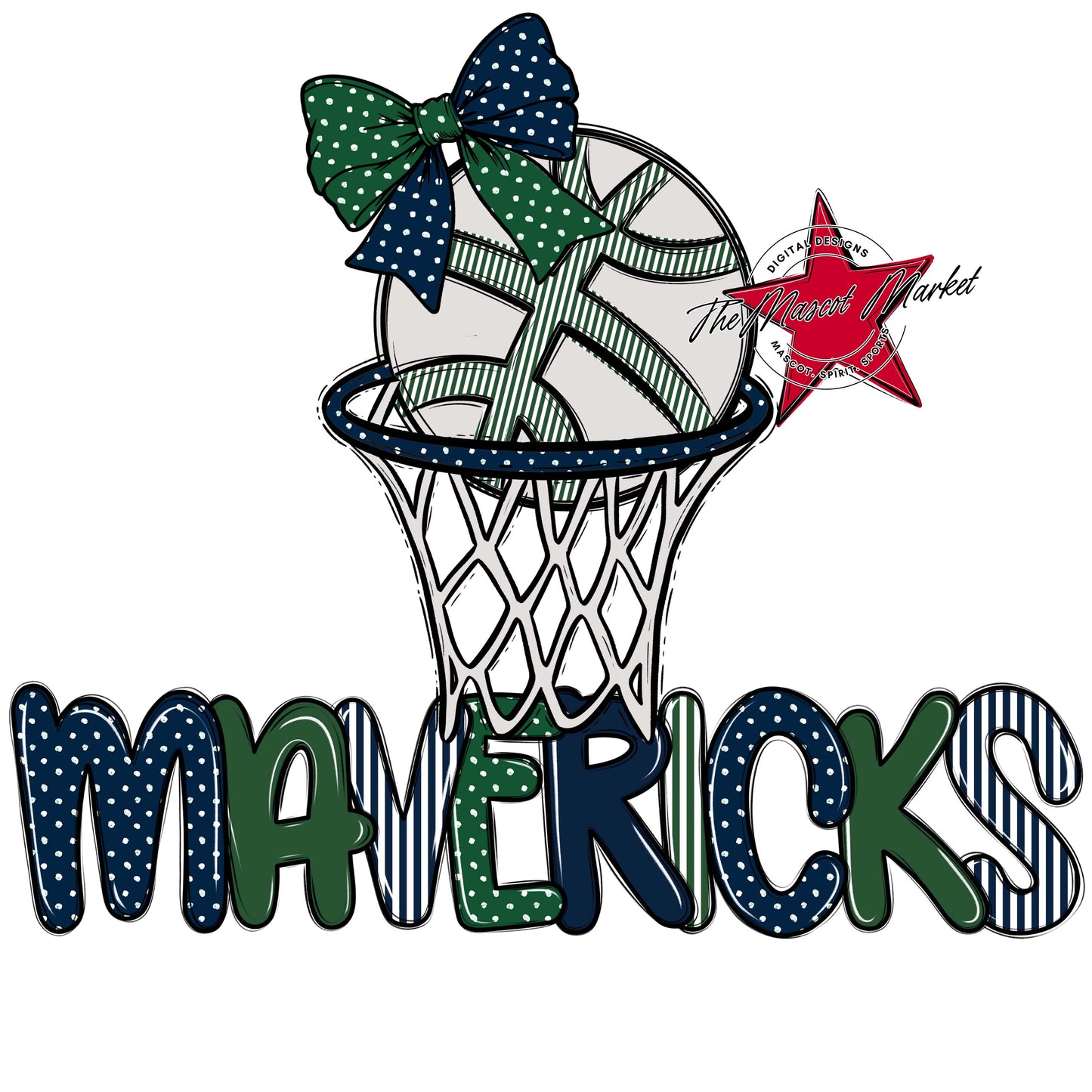 Mavericks Basketball Spirit Design-Navy & Green