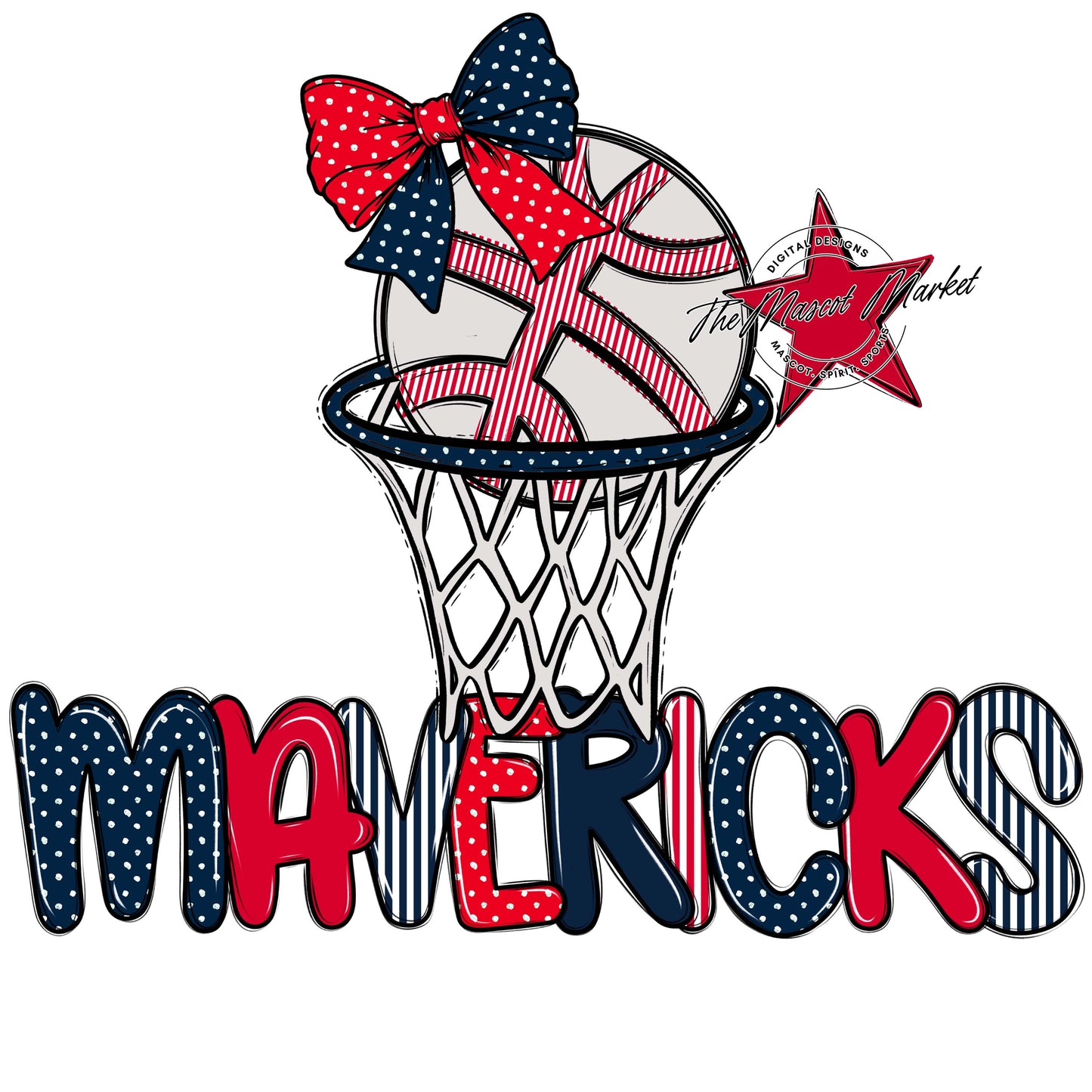 Mavericks Basketball Spirit Design-Navy & Red