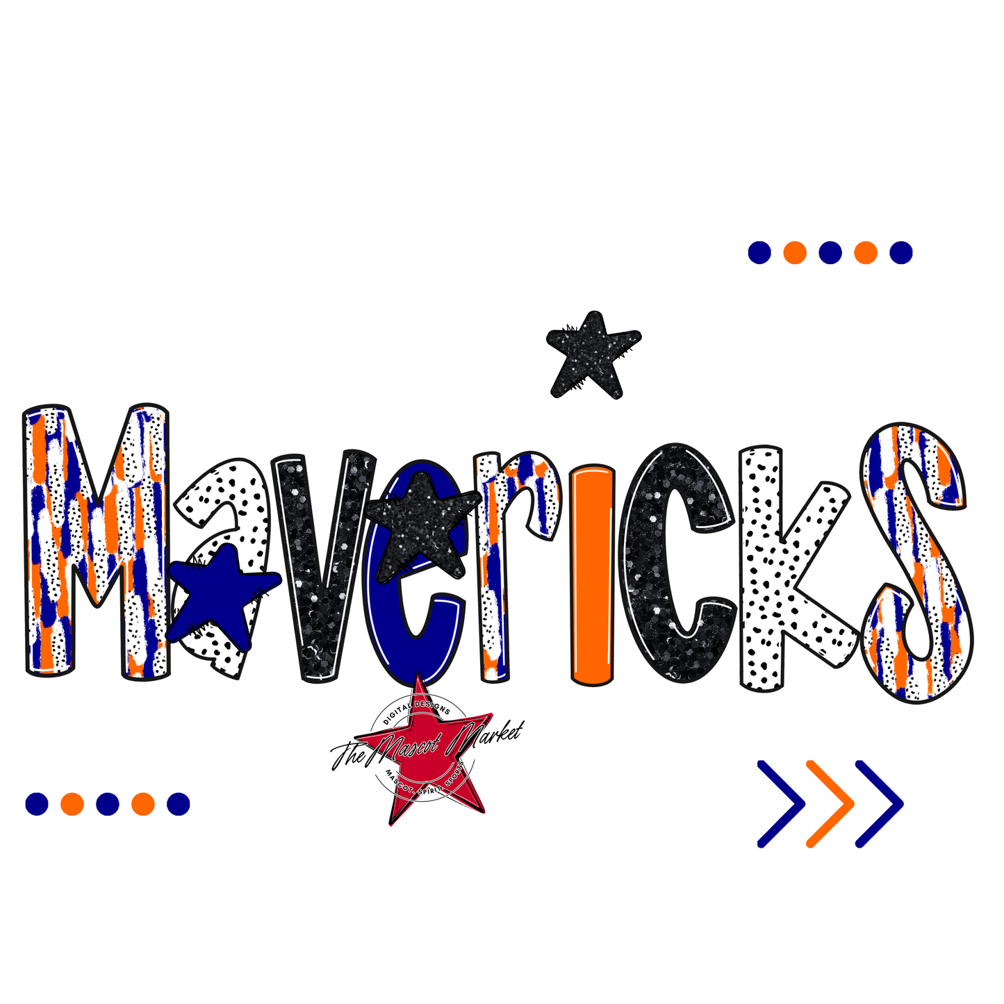 Mavericks Brushstroke Alpha w Arrows-Blue-Orange