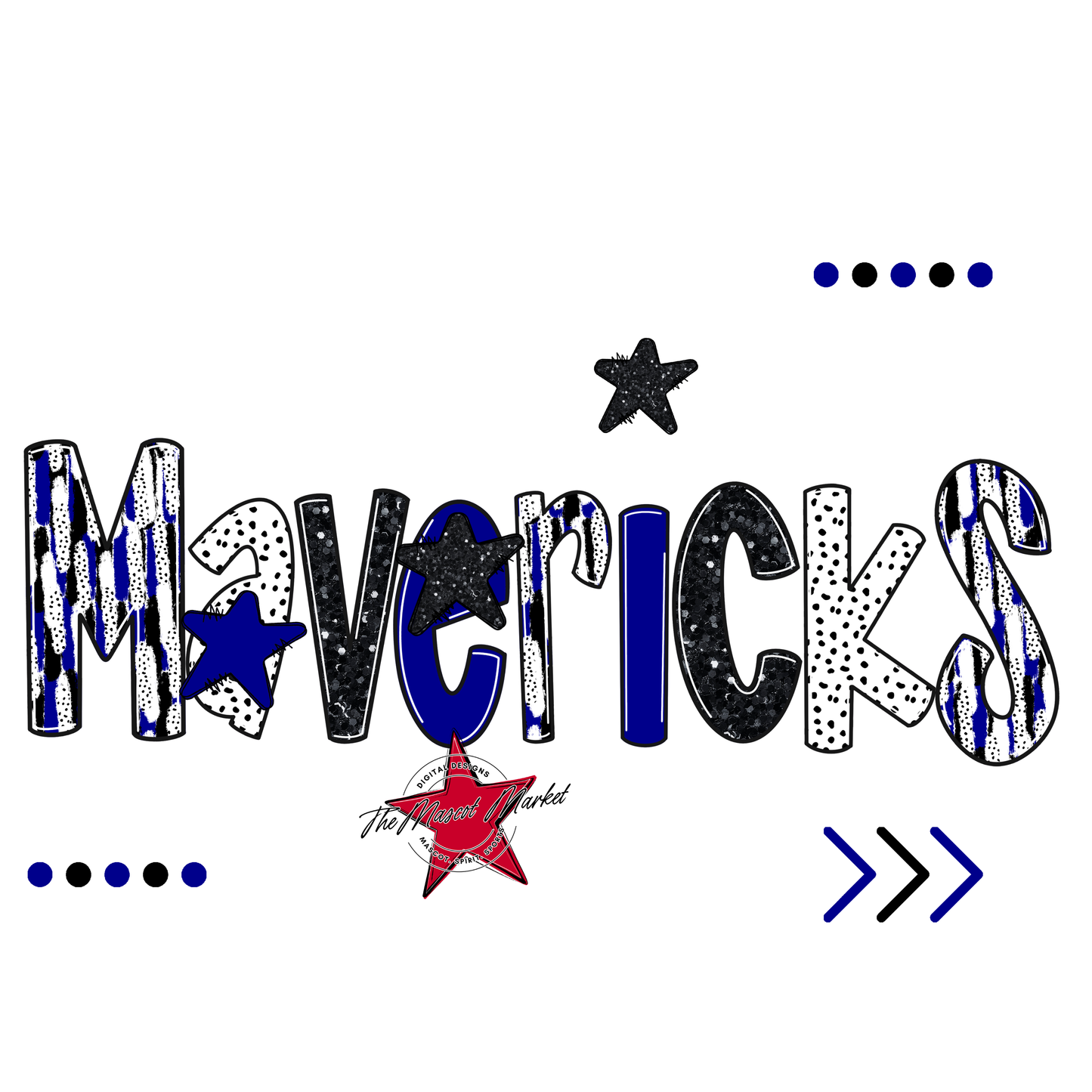 Mavericks Brushstroke Alpha w Arrows-Blue