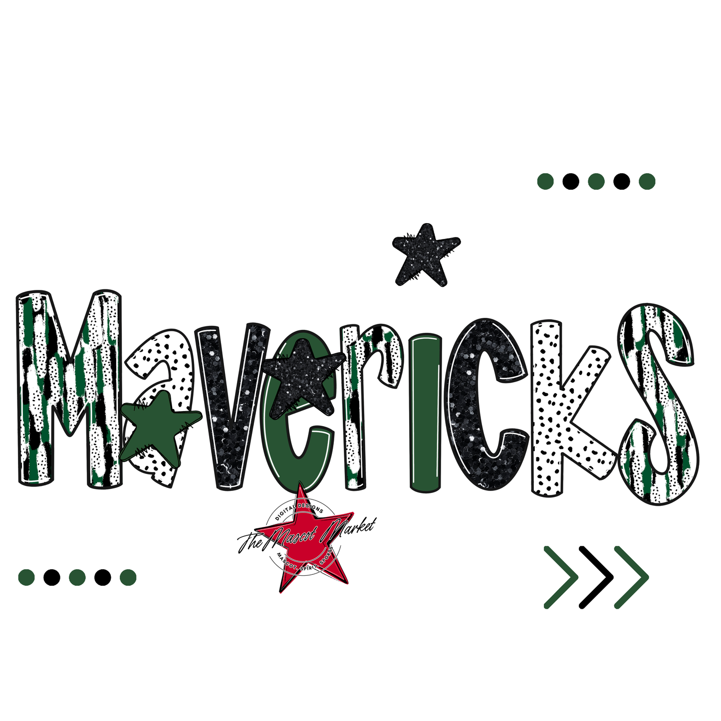 Mavericks Brushstroke Alpha w Arrows-Green