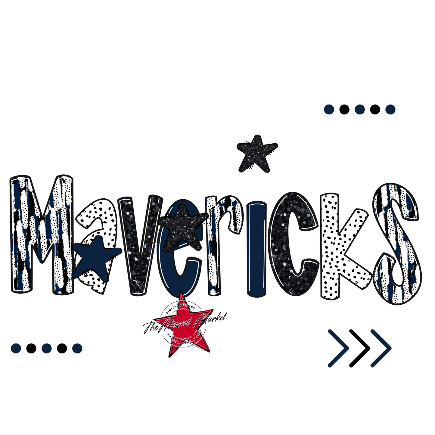 Mavericks Brushstroke Alpha w Arrows-Navy