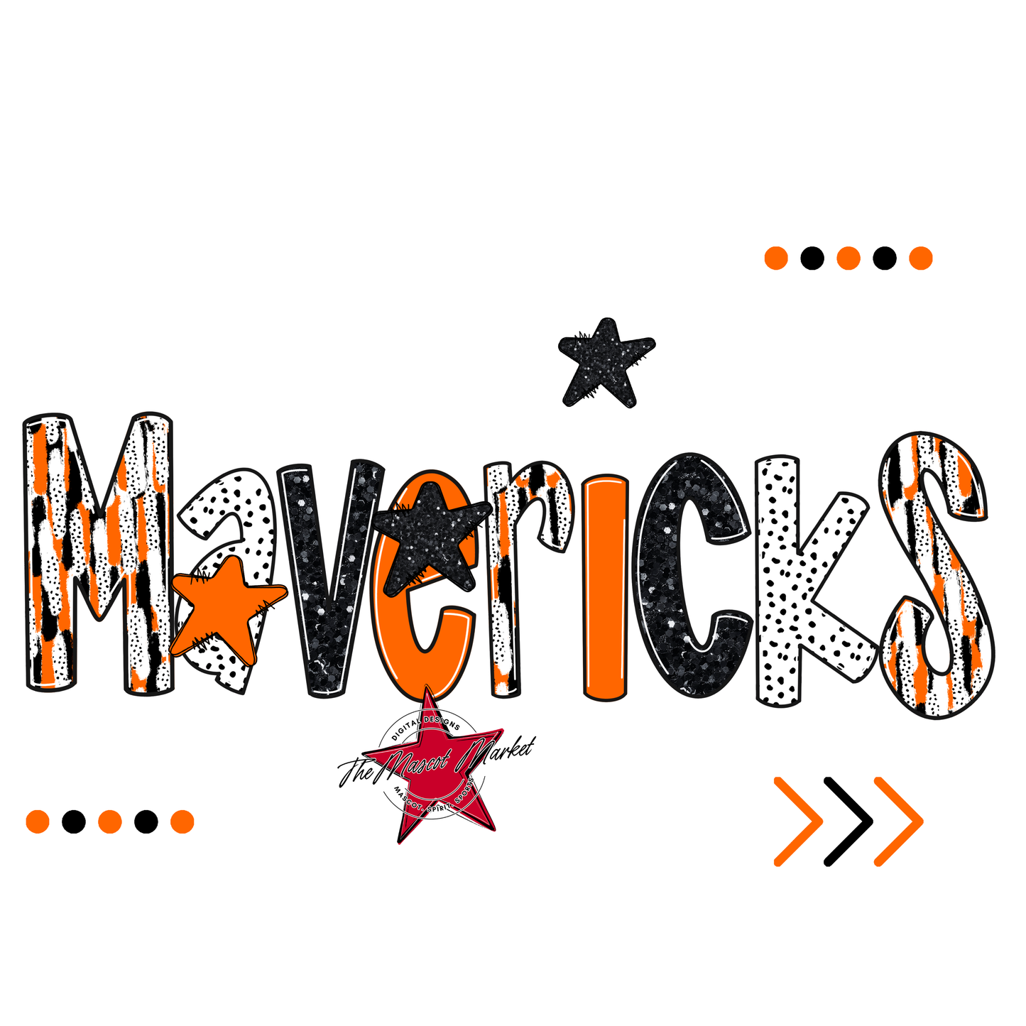 Mavericks Brushstroke Alpha w Arrows-Orange