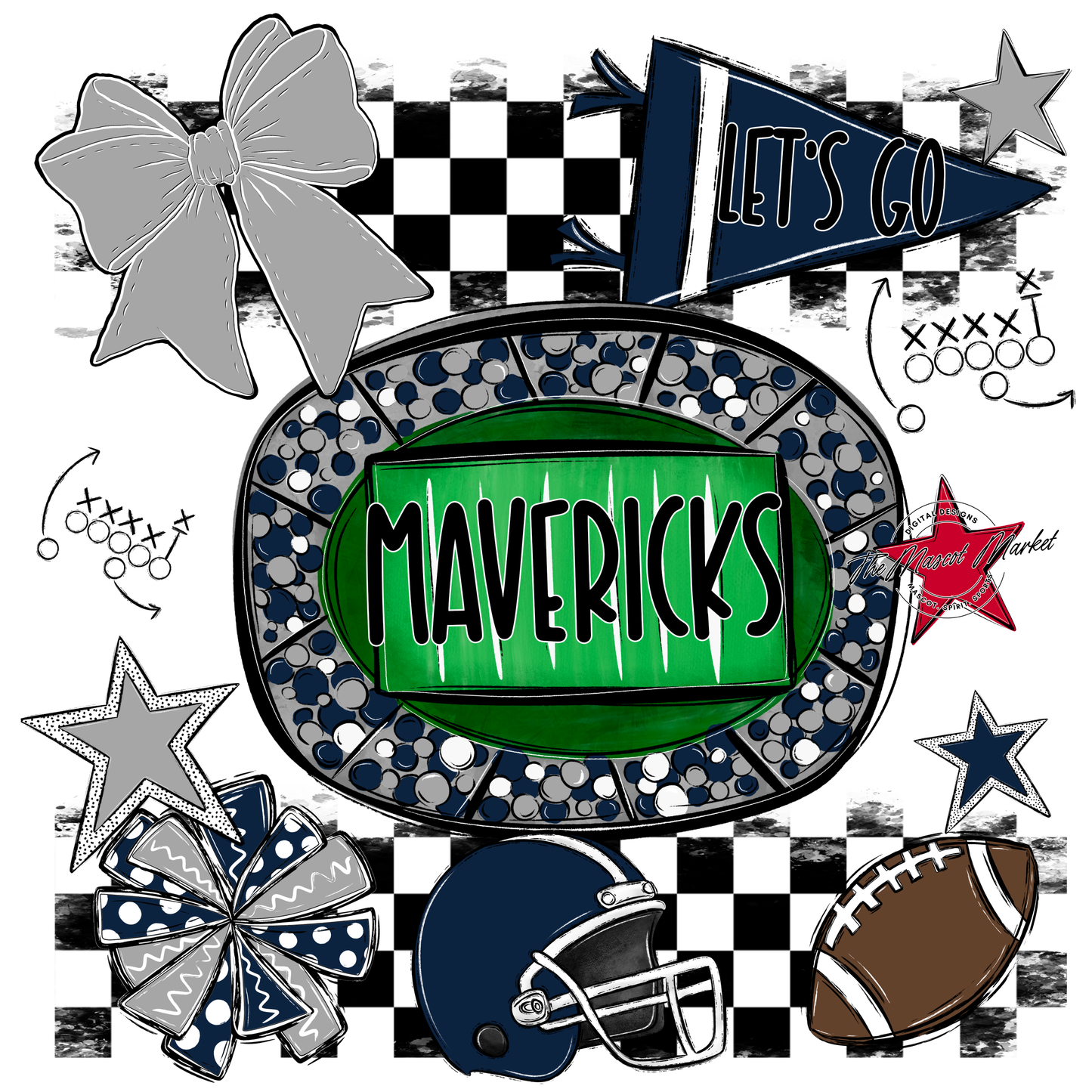 Mavericks Checkers Spirit Design-Navy-Grey