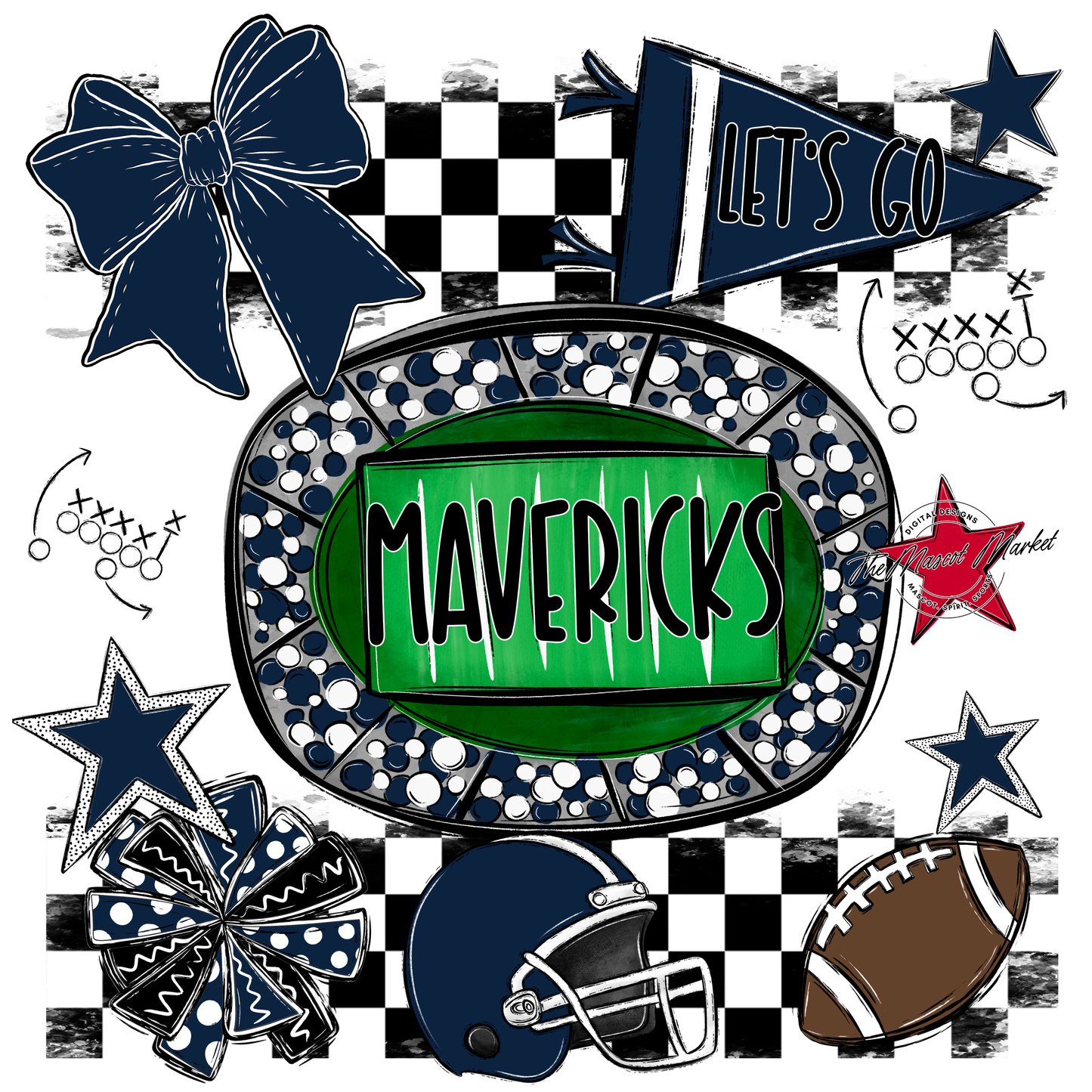 Mavericks Checkers Spirit Design-Navy
