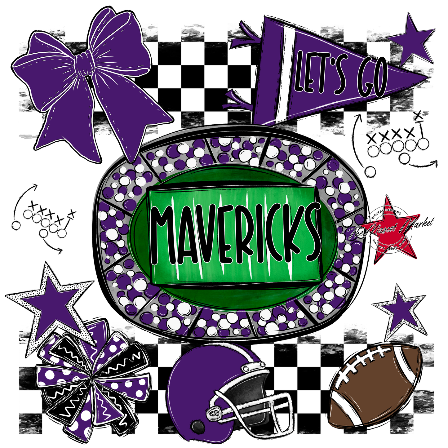 Mavericks Checkers Spirit Design-Purple