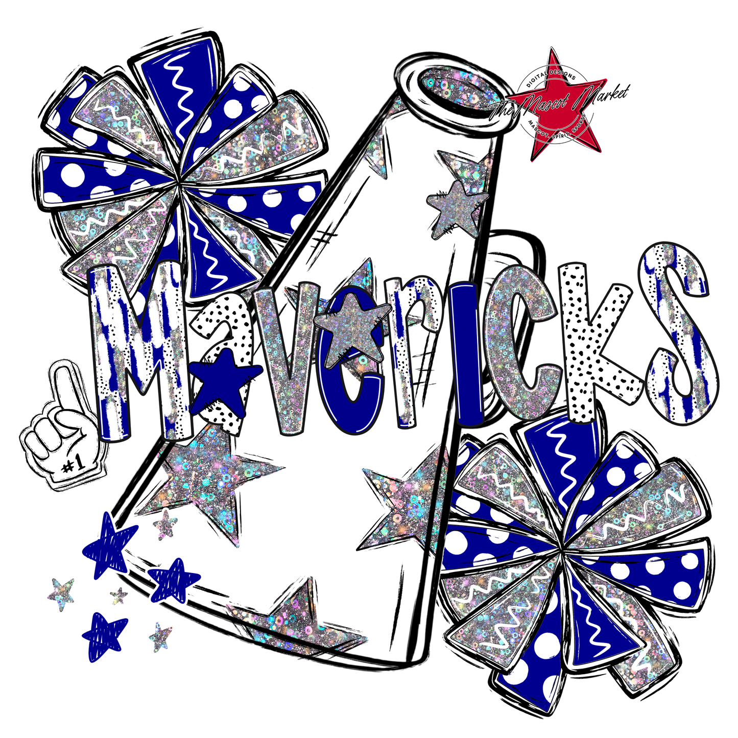 Mavericks Cheer Megaphone Scrape-Blue