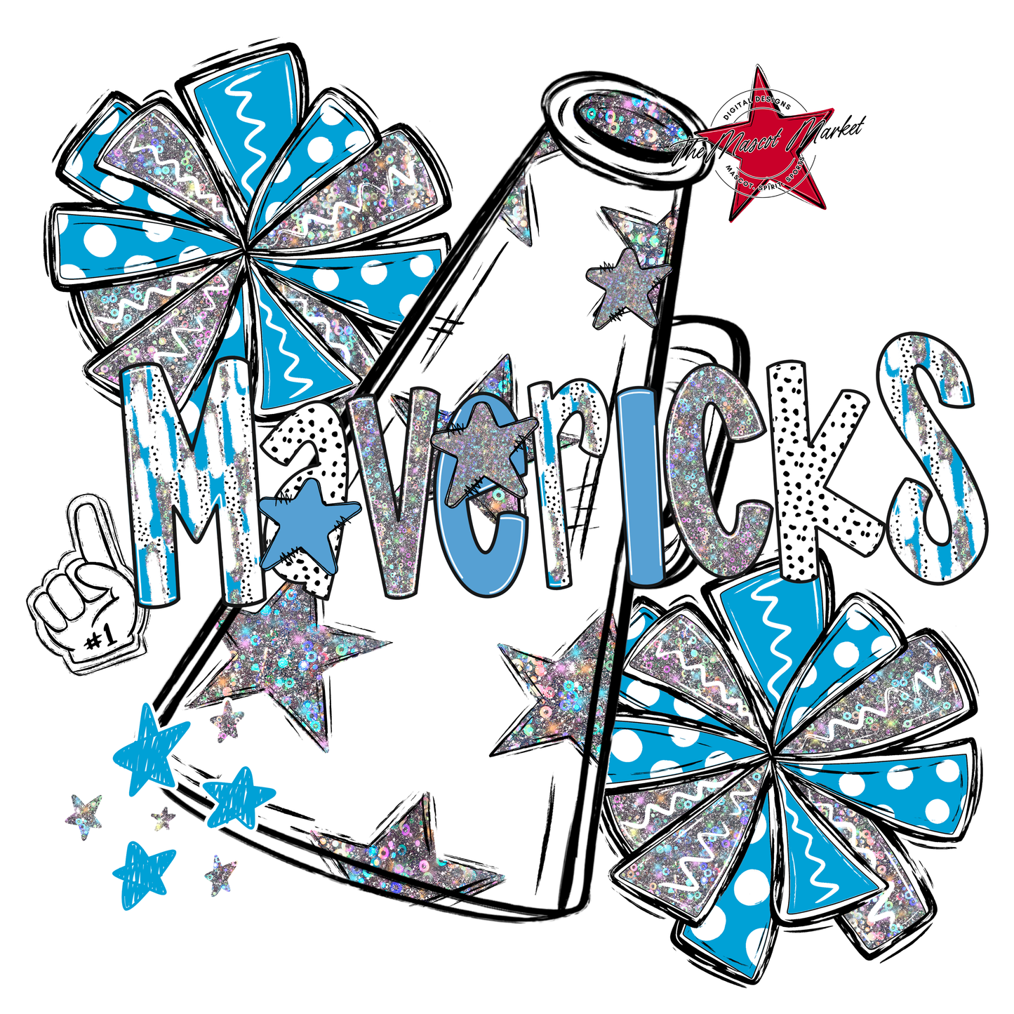 Mavericks Cheer Megaphone Scrape-Carolina Blue