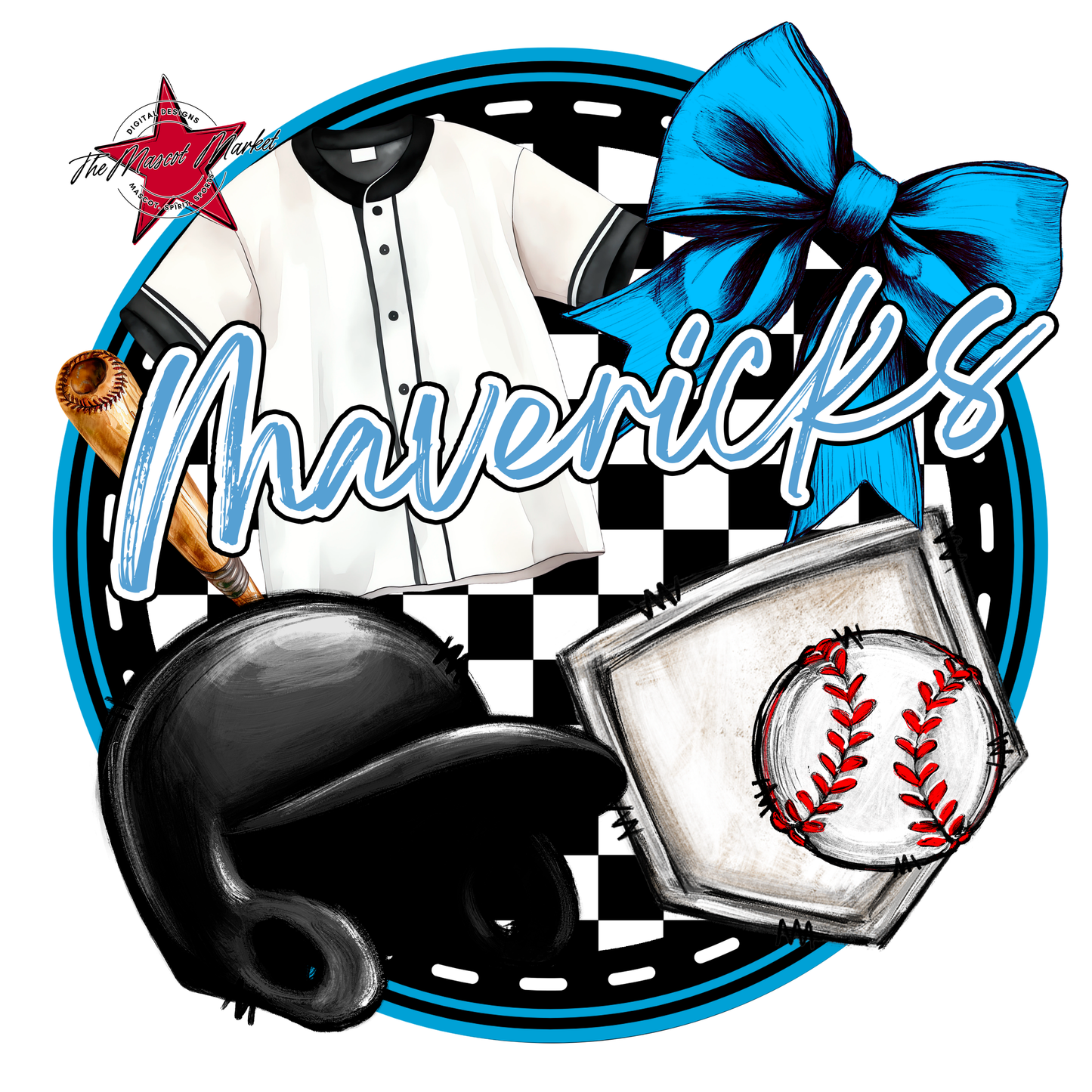 Mavericks Circle Baseball Design-Carolina Blue